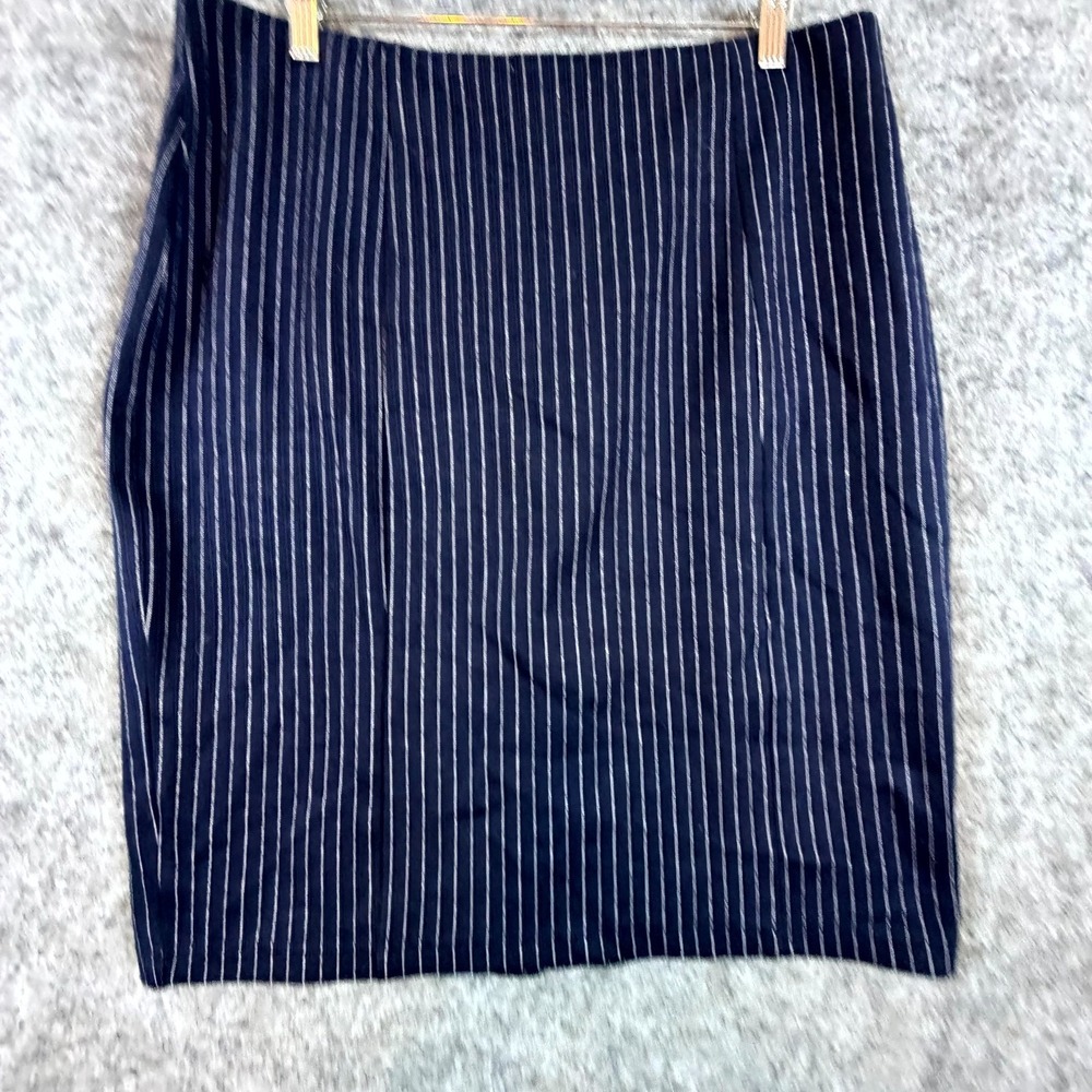 Kate Kasin Straight & Pencil Skirt Womens 2XL Blue Career Pinstripe Office Chic